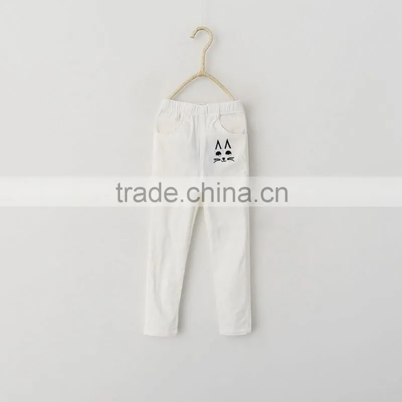New Cute Baby Girl Clothes 2016 New Summer Girl Cream Color Pants Lovely Little Girl Cats Trousers Pencil Pants