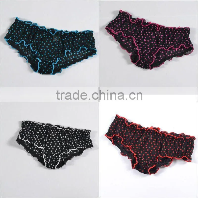 Hot sales newest sexy transparent polka-dot panties thongs women 6001