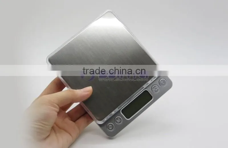 60 Second Auto Off 2000g 10cm x 10cm Square Metal Tray I2000 Kitchen Scale