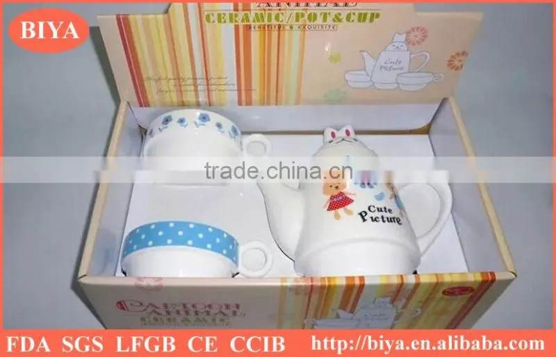 moroccan tea pot Customized plain white ceramic porcelain tea pot & kettle for two cup and saucer rabit