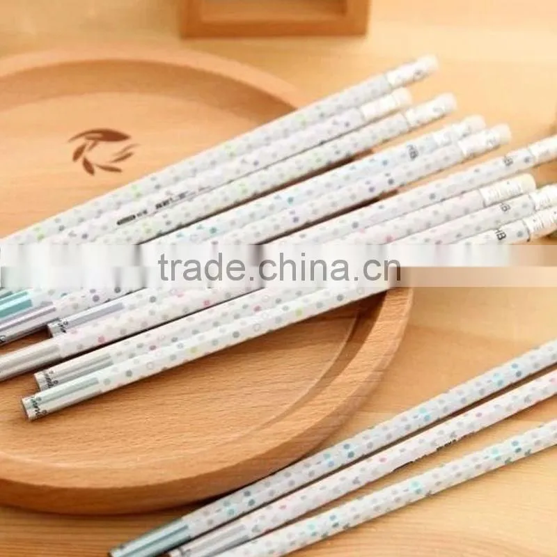 7" wooden heat transfer printing pencil with white eraser Hexagonal ,Office&. School Supplies