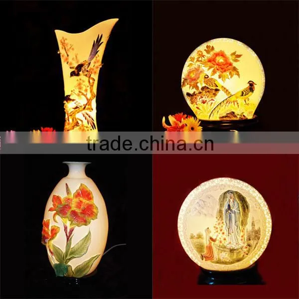 Hand painted porcelain light with birds