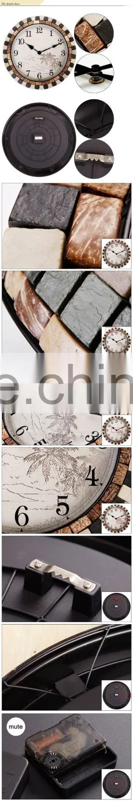 18 Inch Hot Sale Natural Coconut Shell Mosaic Specialty world Clock