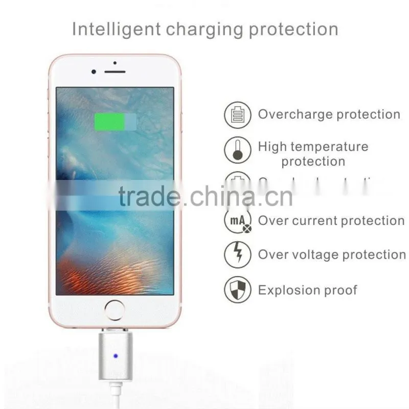 magnetic micro usb cable magnetic 8pin USB quick charging cable with LED display with metal shell for iPhone 6 6s 6plus 7