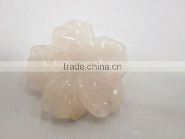 Rose Quartz carved five-petal flower