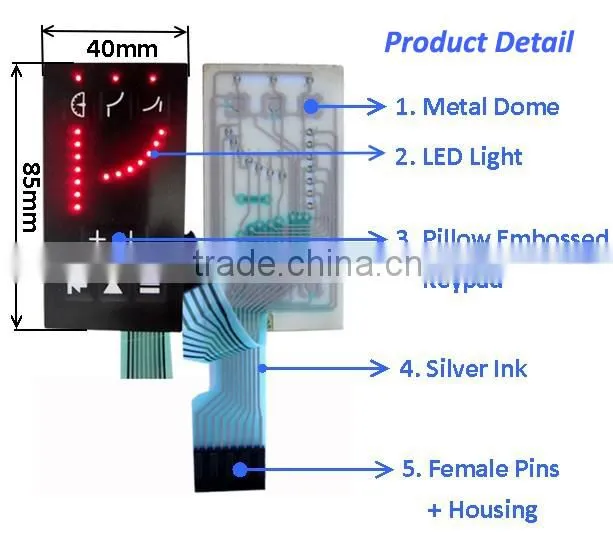 2013 High Quality Polyester LED And Metal Dome Membrane Switch Keypad