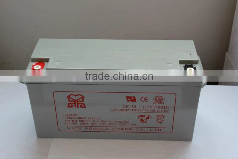 High quality GEL12v150ah deep cycle VRLA rechargeable battery for solar/wind power