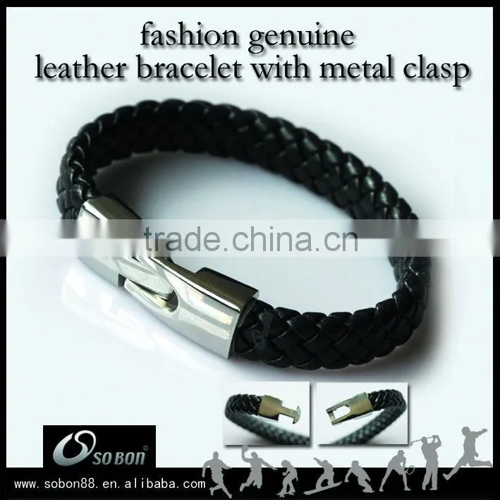 Fashion Jewelry New Design Handmade Braided Leather bracelet with Metal