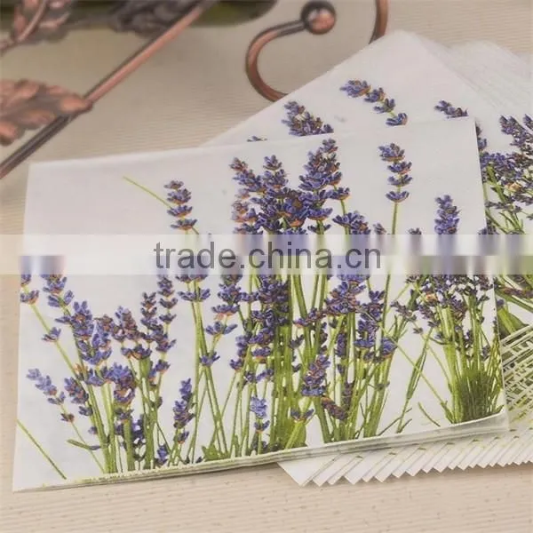 20pcs Spring purple Lavender Flowers Printed Paper Napkins Food-grade Tissue for coffee shop table accessories Party Placemats