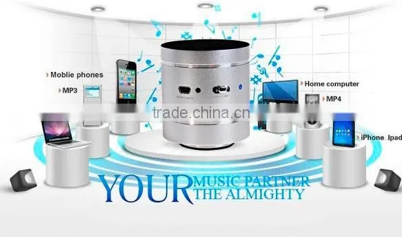 mini aluminum alloy Vibration Speaker with Bluetooth CSR 4.0 and SD card and FM radio