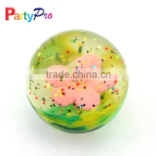 Flower in clear bouncy ball china factory direct sale