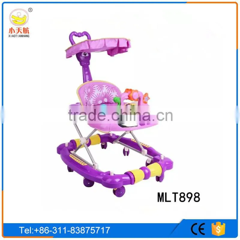 New PP plastic 8 rubber wheels rolling baby doll walker rolling baby walker with canopy