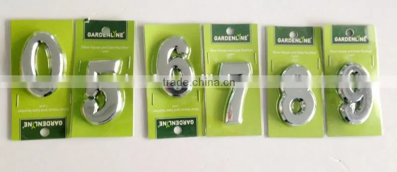 Manufacturer 3D adhesive ABS chrome door (house) plastic number tag,number decal