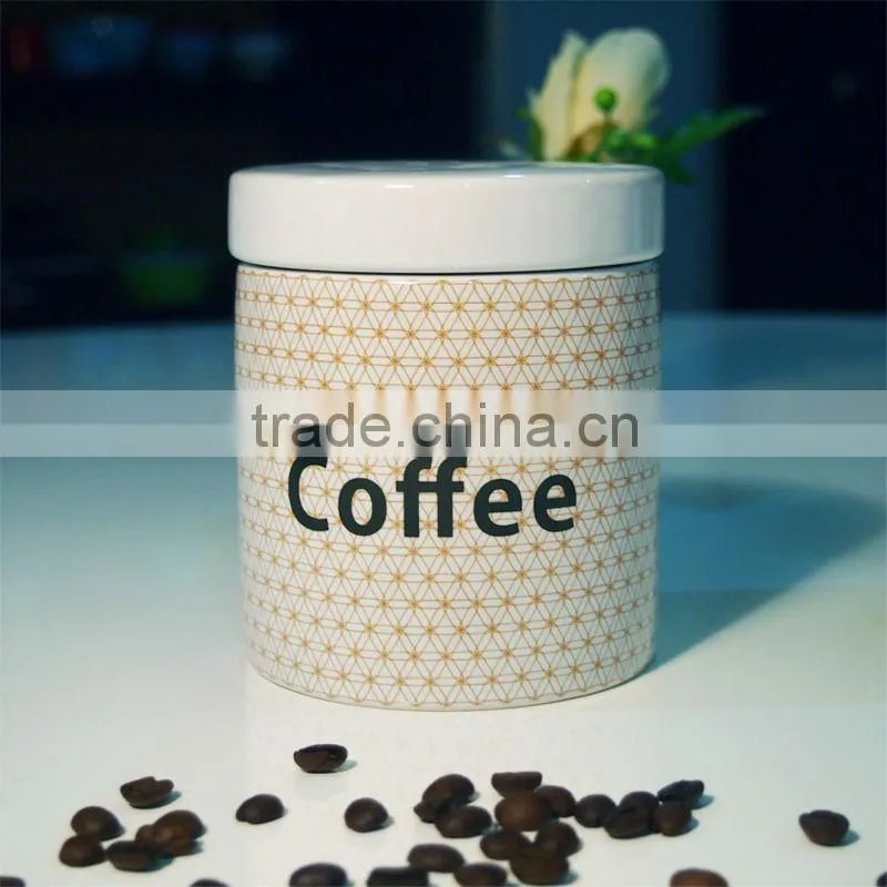 S/3 Round white ceramic canister