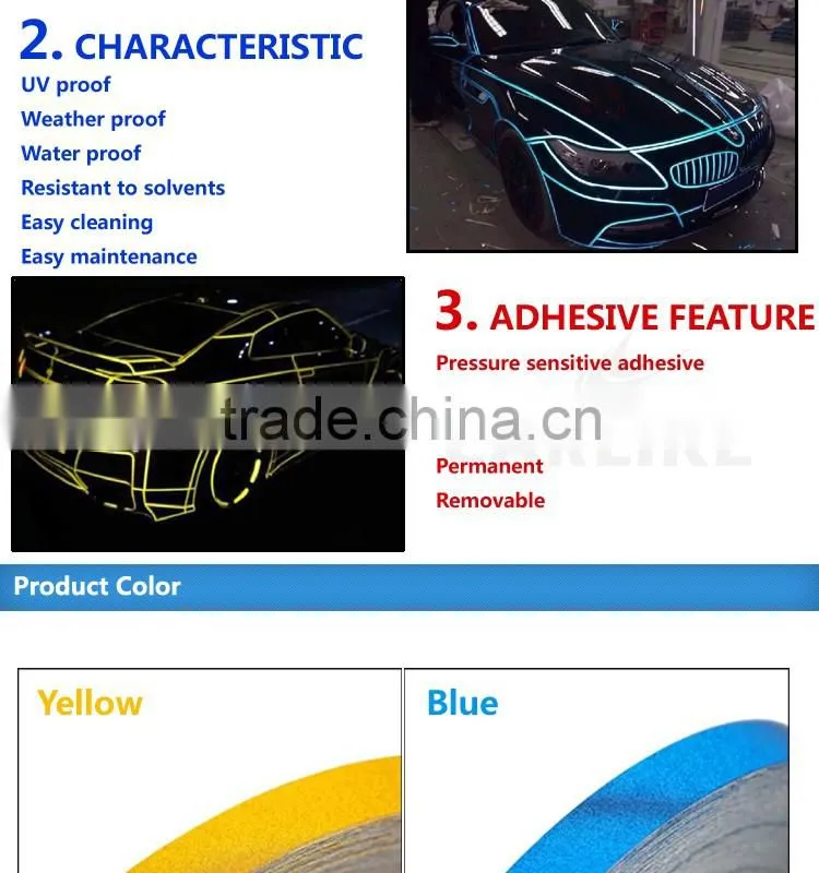1.5CMx45.7M 3M Removable Vinyl Sticker Real 3M Reflective Car Sticker