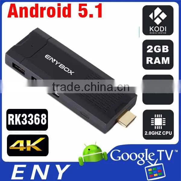 Rockchip RK3368 Dongle Octa Core Android 5.1 2GB RAM 8GB ROM HDMI 2.0 4K 2K Smart TV Stick ENYBOX Octa Core Android TV Dongle