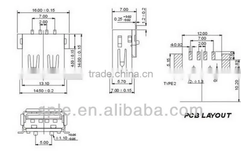 USB A type connector,SMT famale USB connector