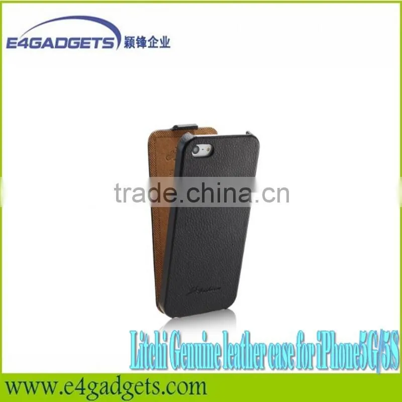 2013 New arrival hot sell design Litchi veins Flip Cowskin leather smart case for iphone5,for iphone5 case