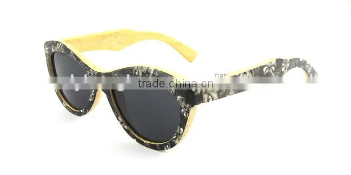 custom logo bamboo sunglasses, pattern bamboo sunglasses