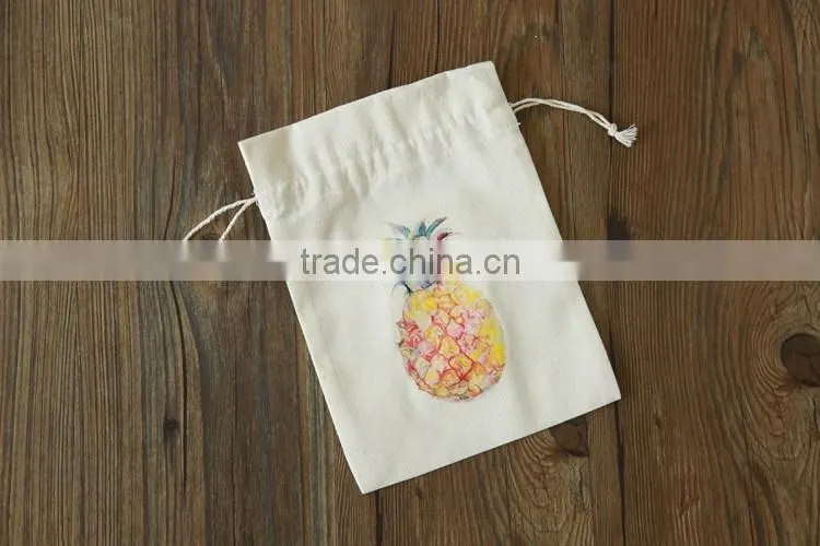 Durable and cheap mini cotton drawstring bag for storage