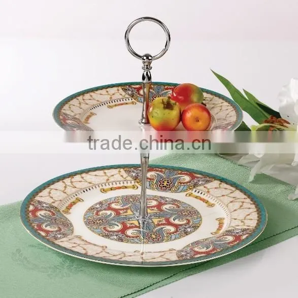 White round porcelain/ceramic three-layer plate