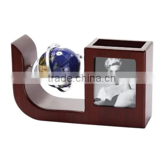 Luxury Gold Metal Globe Wooden Organizer Sets With Pen Holder And Memo Coaster