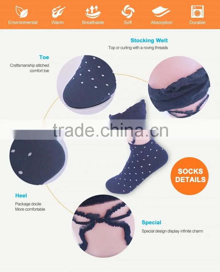 lady 200N see through fashion socks ruffle welt with see through material on a part of leg nylon socks