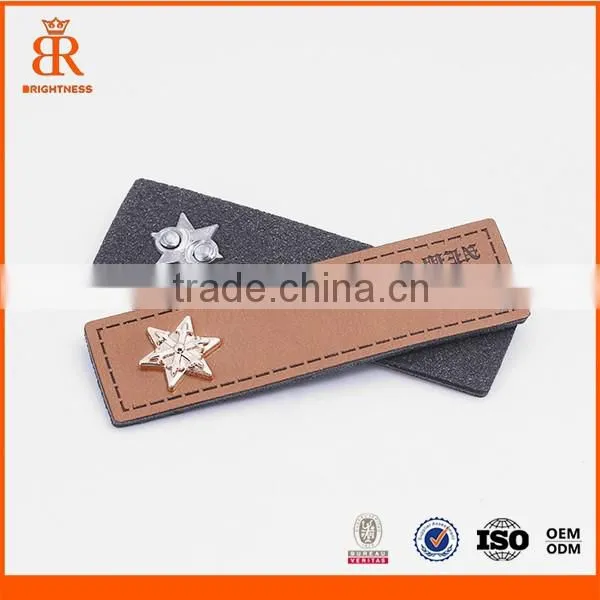 Decorative clothing patches jeans leather patch with metal patch leather bag