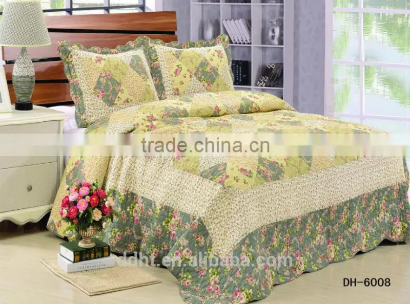 Vintage Pink Floral Tartan Patchwork Bedding Sets / Patchwork Quilts