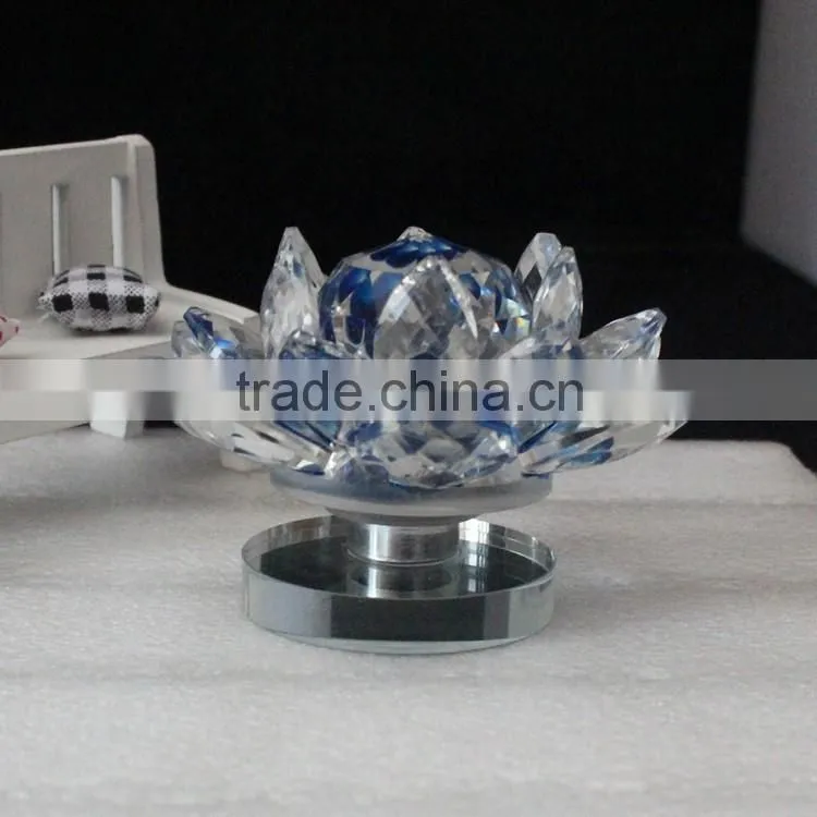 wholesale Clear blue lotus glassware for decorative