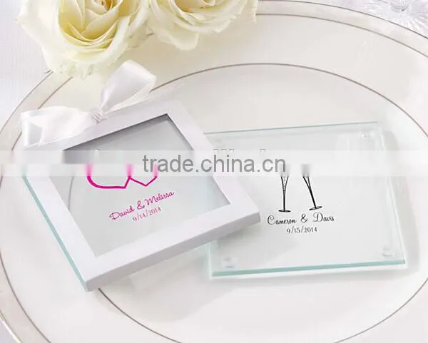 Wedding Heart Photo Design Square Glass Coaster
