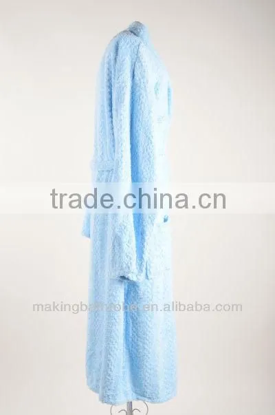 high-quality light blue 100%cotton terry cloth hotel bathrobe