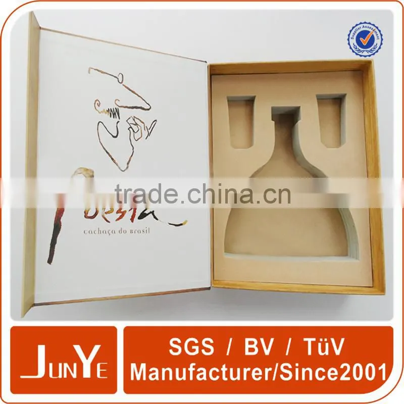 Book-form style good quality single wine glass box like whiskey wine bottle gift box