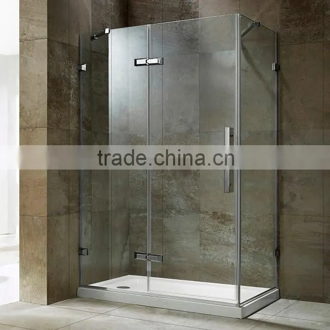 Bathroom Sanitary Ware Free Standing Hinge Style 10mm Tempered Glass Stainless Steel Sex Shower Room