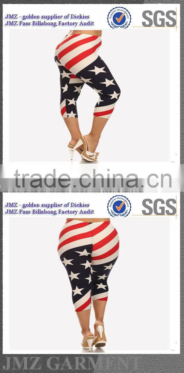 custom stretch usa flag style print capris OEM 2015 plus size