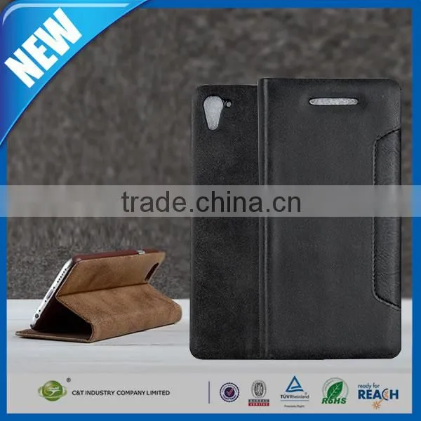 C&T Luxury pu leather wallet flip cover case for coolpad note3