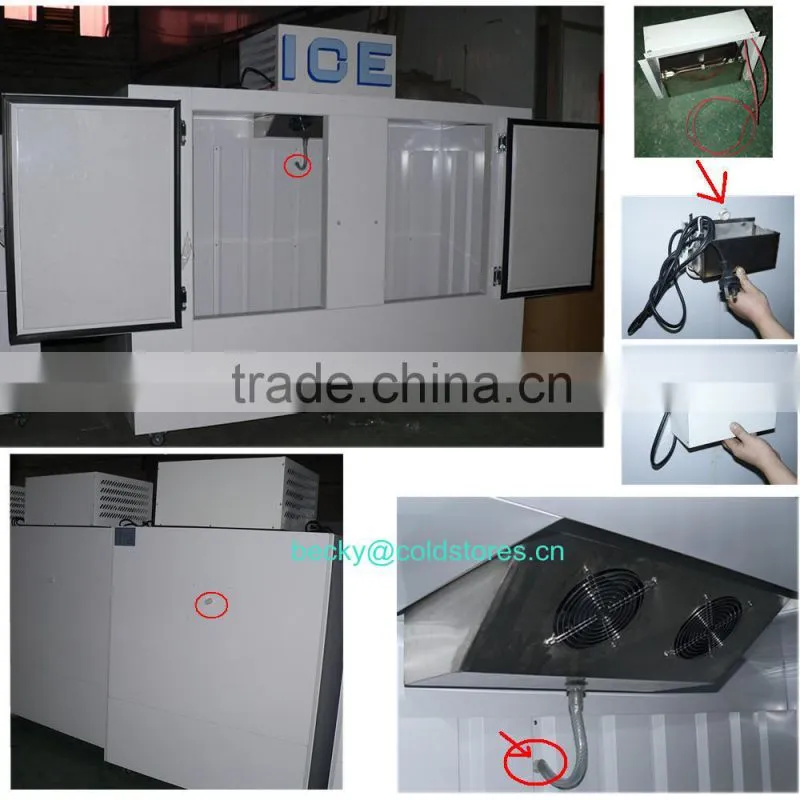 Gas station bagged ice storage freezer with 2 glass door or solid doors
