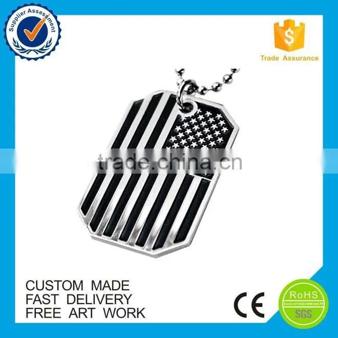 Wholesale American flag military soft enamel custom metal dog tag necklaces