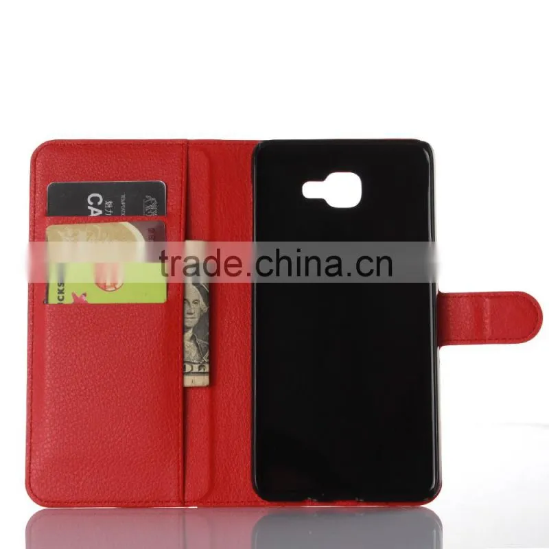 Factory Price Lichee Leather Pouch Wallet Case Folio Stand Cover for Samsung GALAXY A9