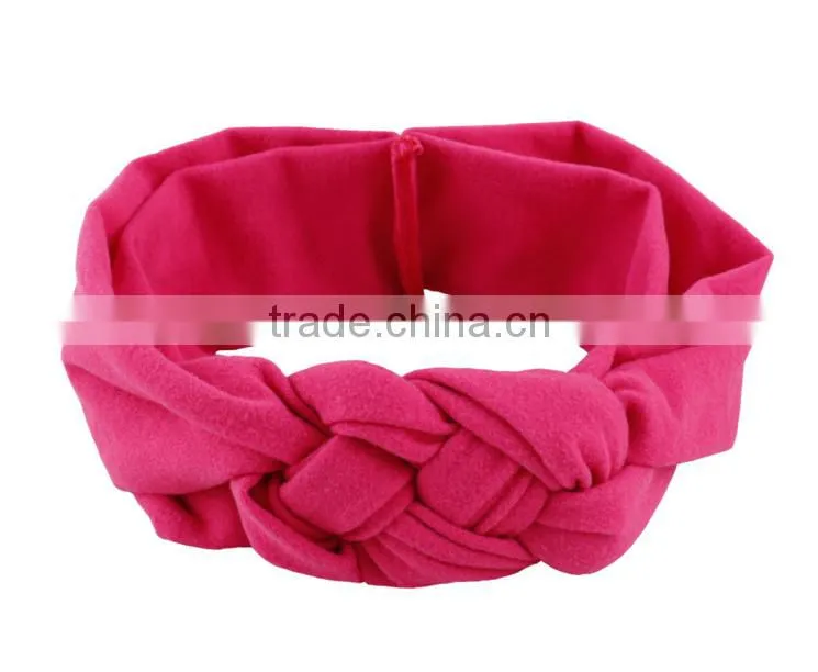 20cm 2016 new children and female baby hair braided cross hair band cotton elastic headband hand knot of peace