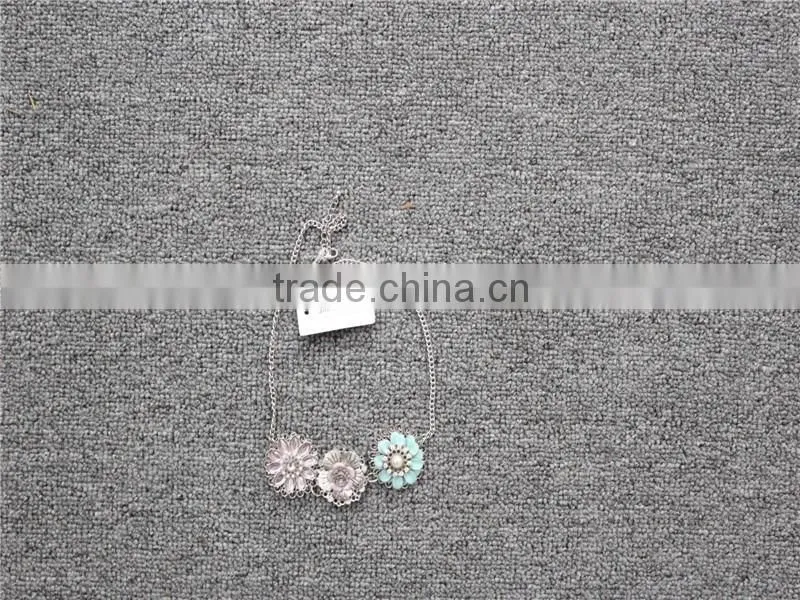 White Gold Plated Fashion Flower Jewelry Necklace, Crystal Necklaces Jewelry