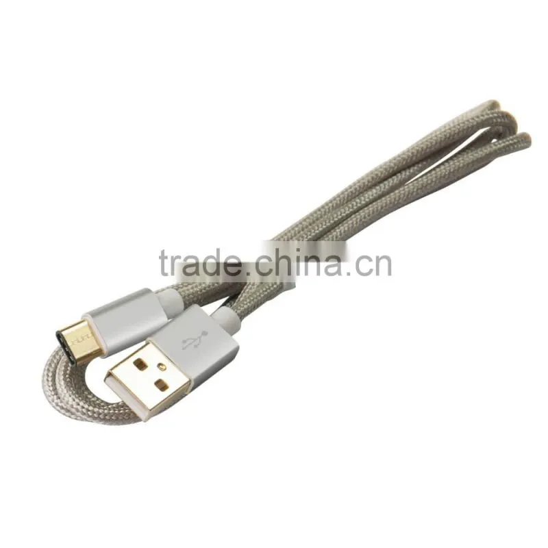 Silver USB Type C USB-C cable, USB2.0 Type-C data charging for New Macbook ,3.1A Max charging speed