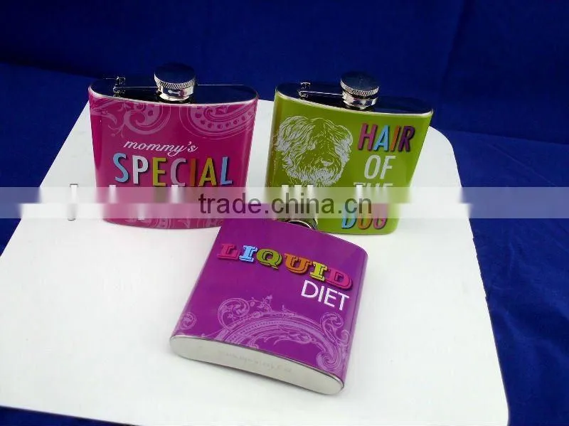 6oz trendy stainless steel hip flask with color