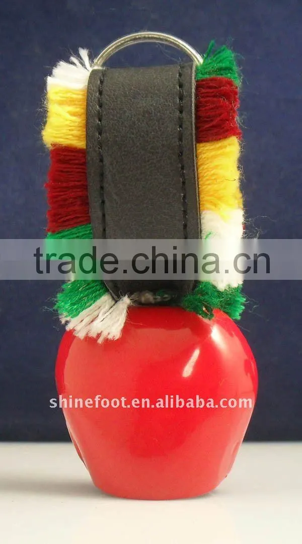 1.8inch swiss cow bell A4-C028 in red color with leather strap and keyring as souvenirs (E163 )