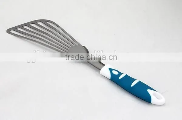 PP+TPR material handle type cooking tool stainless steel frying turner with gear edge