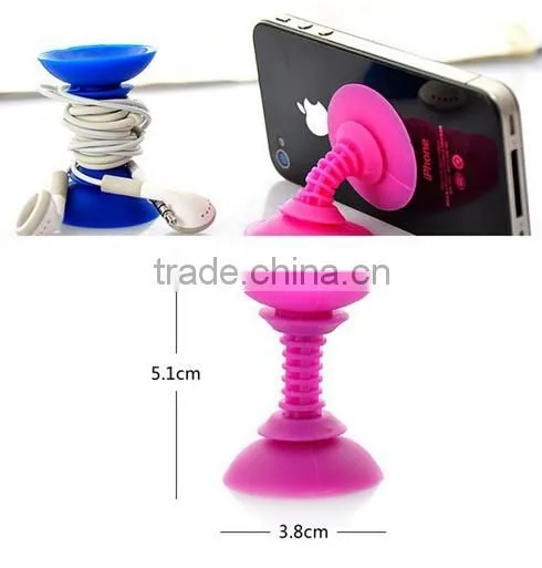 Silicone Double-sided Phone Suction Holder Sucker Stand / silicone cell phone stand / suction cup mobile phone stand