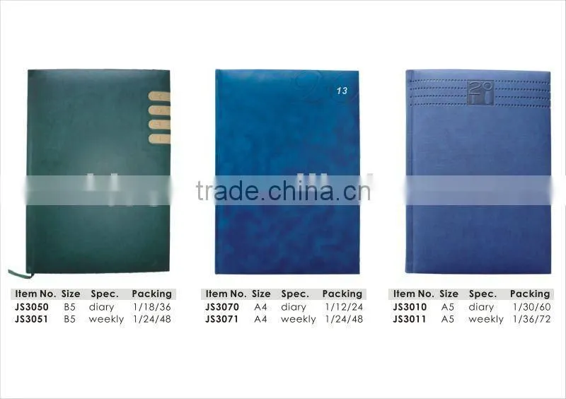 Different Languages with Leather/PU Cover A5 Diary/Weekly Note Book/Agenda.