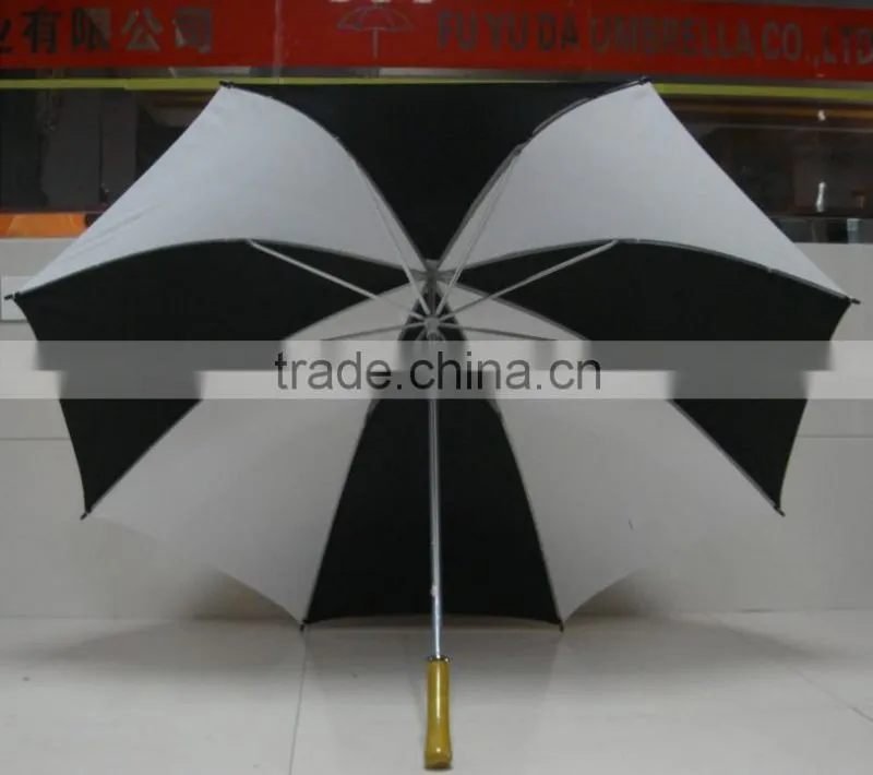 wholesale wooden handle blue and white umbrella