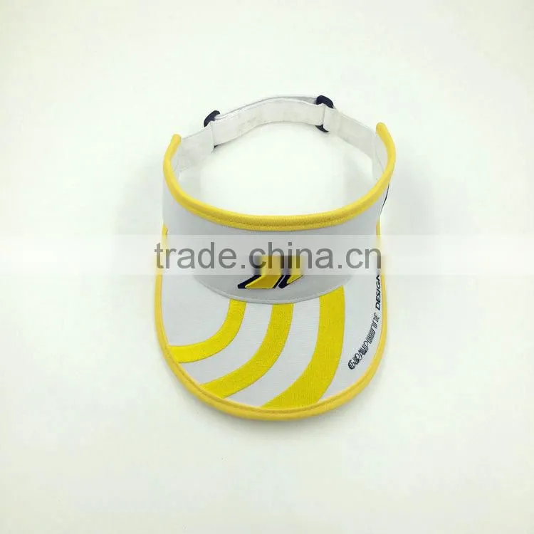 Fashion wide brim 100% polyester 3D embroidery sun visor cap wholesale