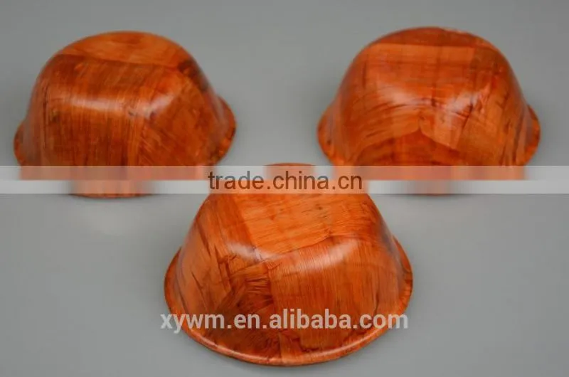 Round woven wooden salad bowl set with 10 sizes